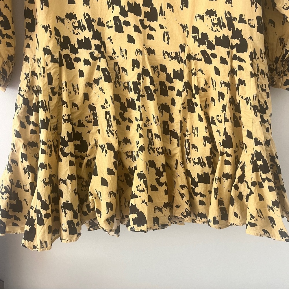Anine Bing Painterly Leo Peyton Long Sleeve Yellow and Black Mini Dress XXS - Picture 5 of 16